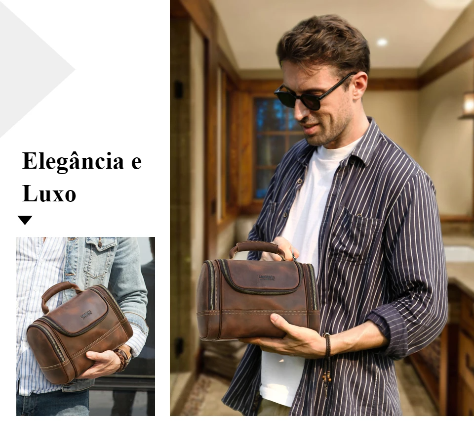 Nécessaire Masculina de Couro Genuíno Luxo Texas