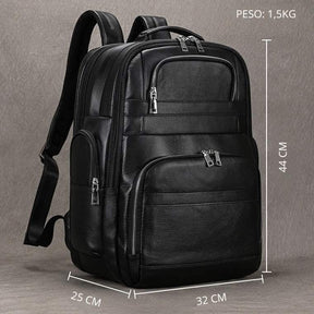 Mochila de Couro Legitimo para Notebook 17 pol com Conexão Usb Black Bull