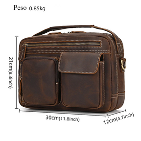 Bolsa Masculina Tiracolo de Couro Genuíno Bergamo