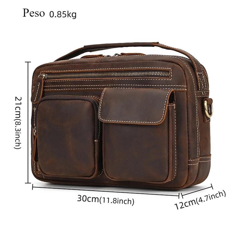 Bolsa Masculina Tiracolo de Couro Genuíno Bergamo