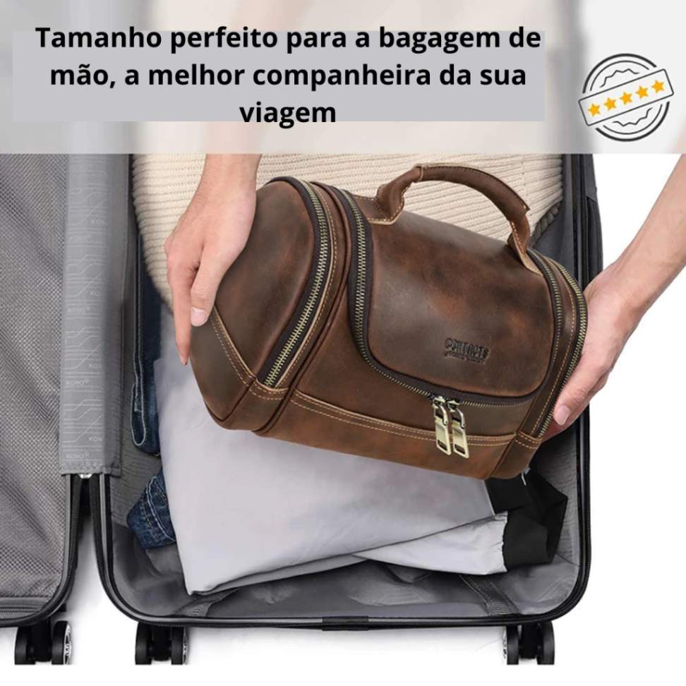 Kit Promocional: 1 Mochila de Couro Texas + 1 Nécessaire Masculina de Couro Texas