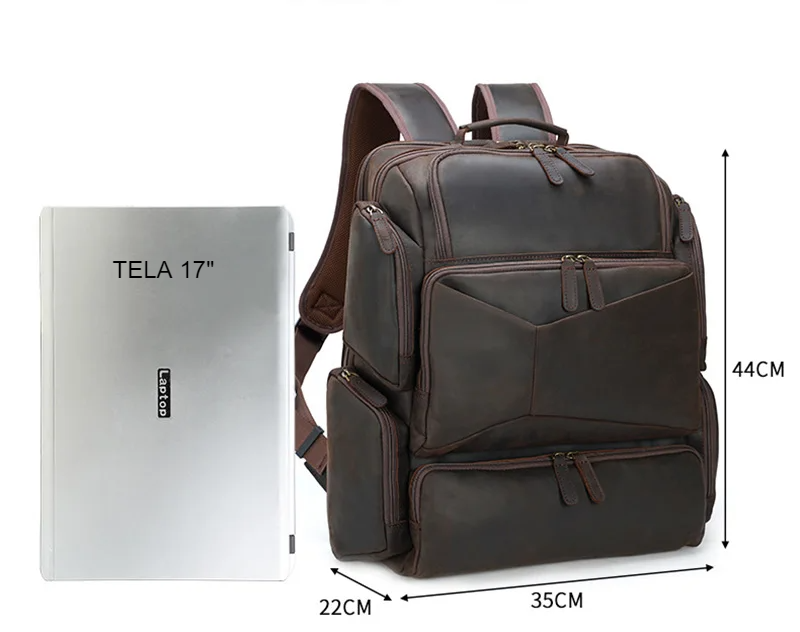 Mochila de Couro Legitimo para Notebook 17"James