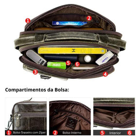 Bolsa Tiracolo de Couro Bull Capitan Tablet 12”