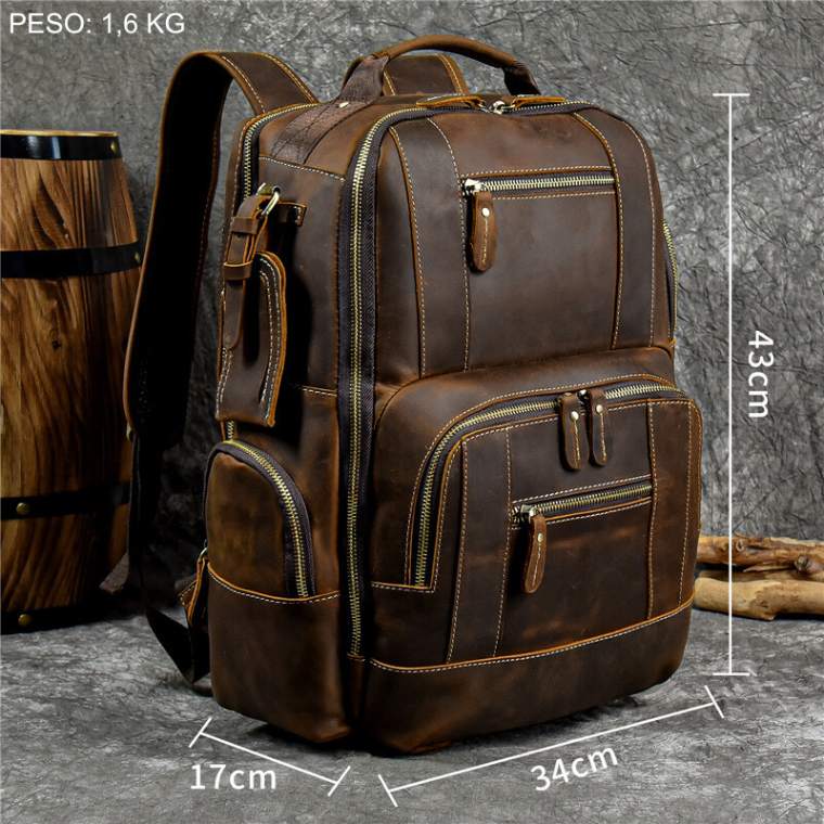 Kit Promocional: 1 Mochila de Couro Luxo American + 1 Nécessaire Masculina de Couro Milan