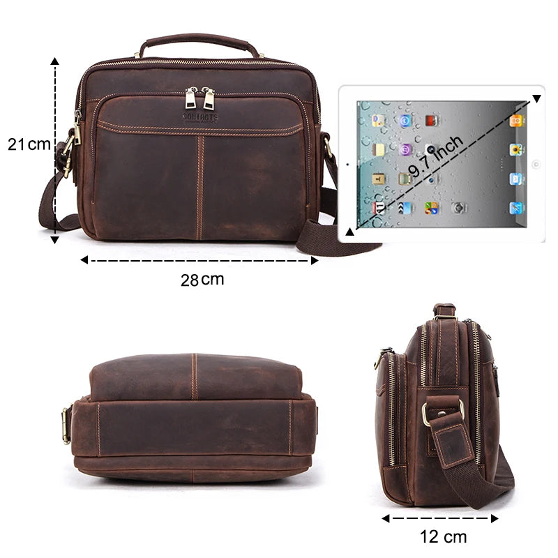 Bolsa Masculina Tiracolo de Couro Genuíno Logan Tablet 10”