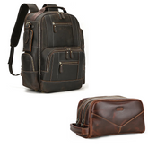 Kit Promocional: 1 Mochila de Couro Luxo American + 1 Nécessaire Masculina de Couro Milan