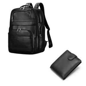 Kit Promocional: 1 Mochila de Couro Black Bull + 1 Carteira Masculina de Couro Texas