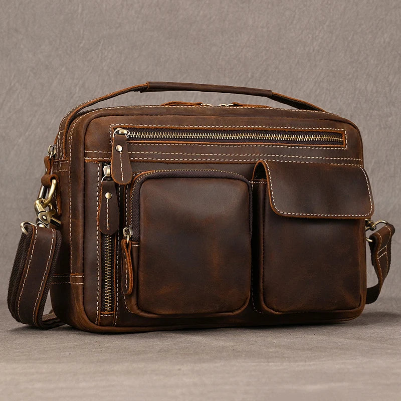 Bolsa Masculina Tiracolo de Couro Genuíno Bergamo