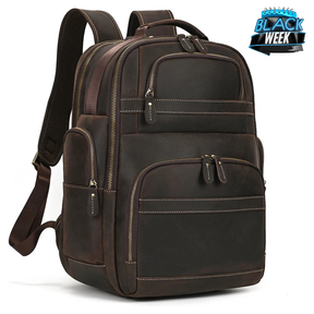 Mochila de Couro Legitimo para Notebook 17 pol com Conexão Usb Black Bull Marrom