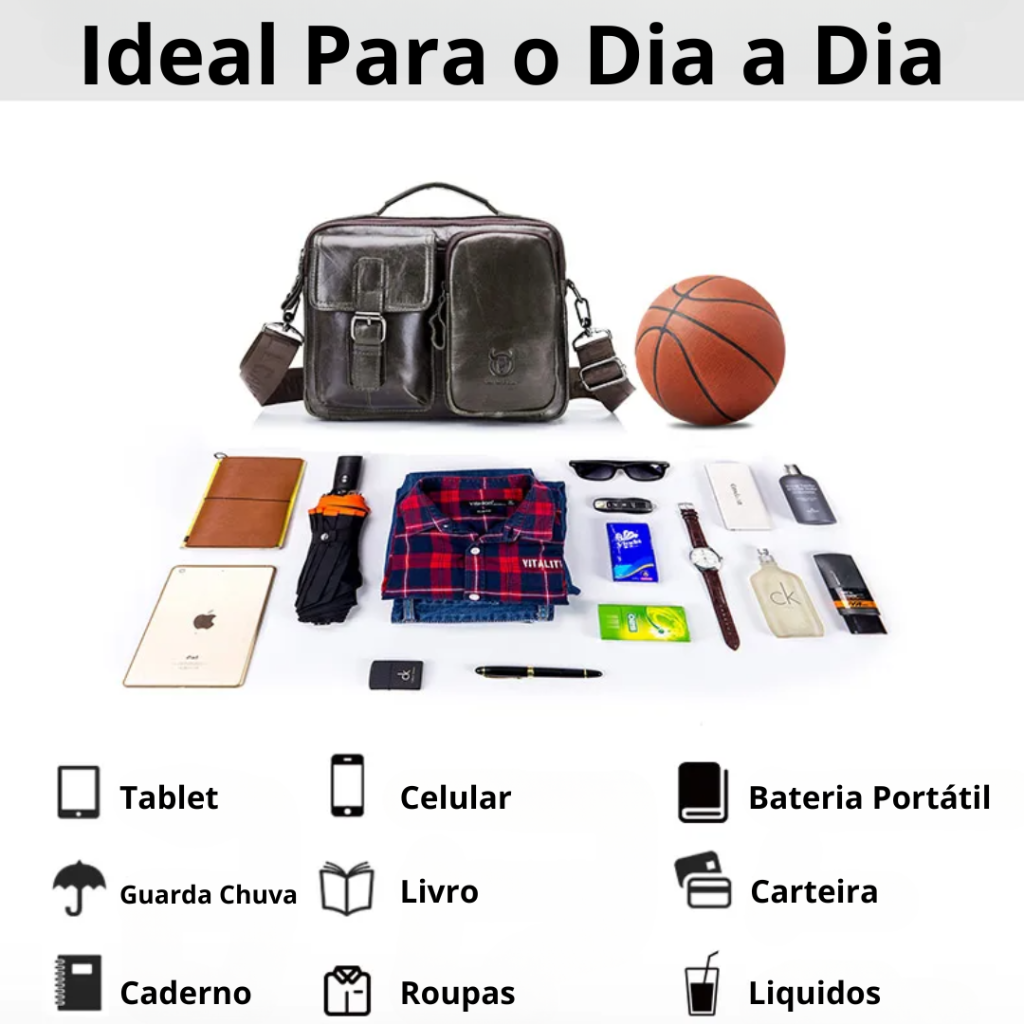 Bolsa Tiracolo de Couro Bull Capitan Tablet 12”