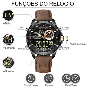 Relógio Masculino com Pulseira de Couro American