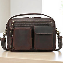 Bolsa Masculina Tiracolo de Couro Genuíno Bergamo