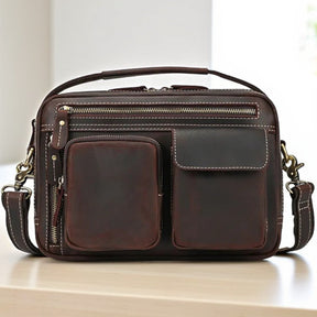 Bolsa Masculina Tiracolo de Couro Genuíno Bergamo