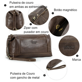 Nécessaire Masculina de Couro Genuíno Logan