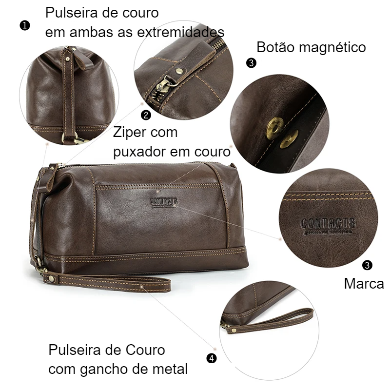 Nécessaire Masculina de Couro Genuíno Logan